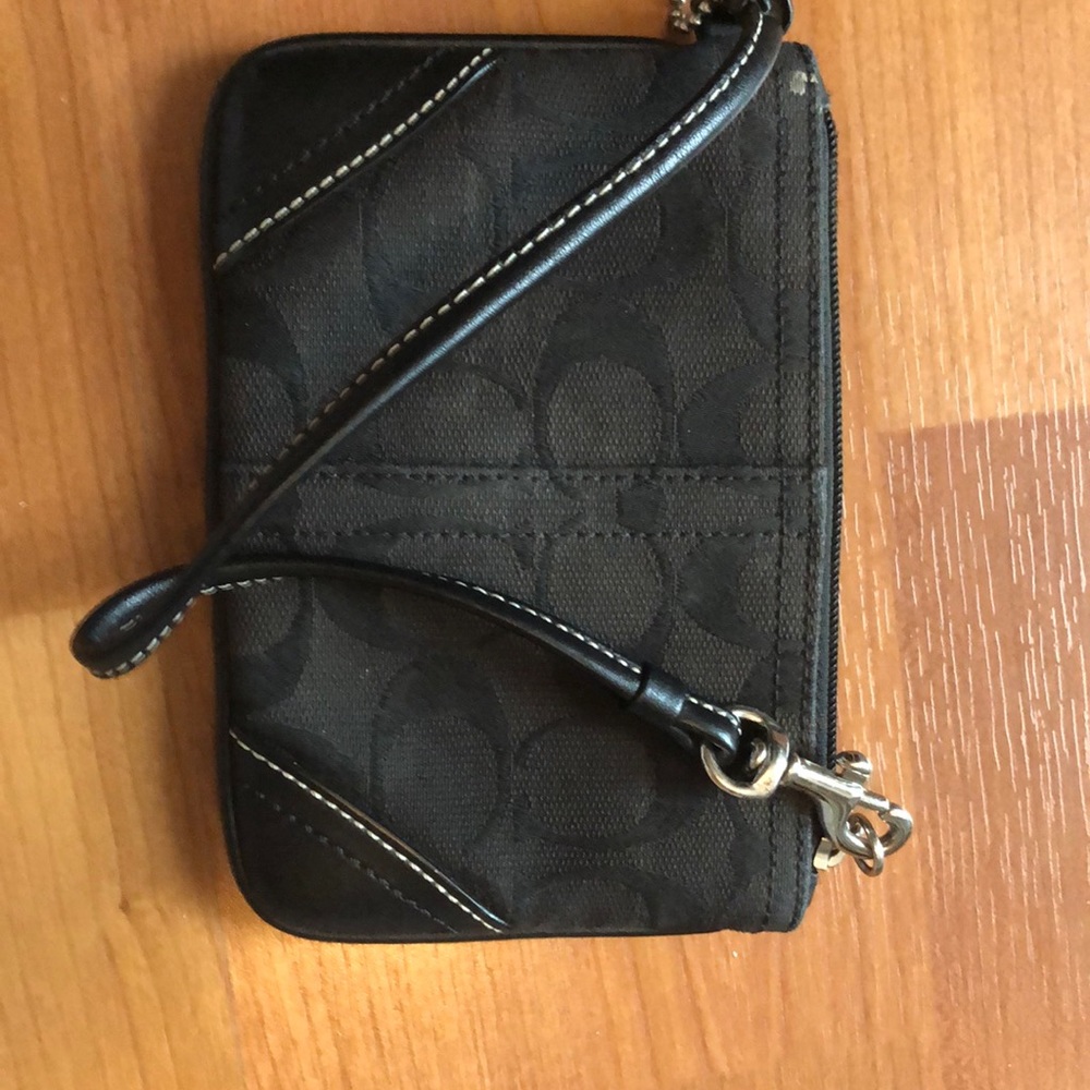 Coach signature black wristlet